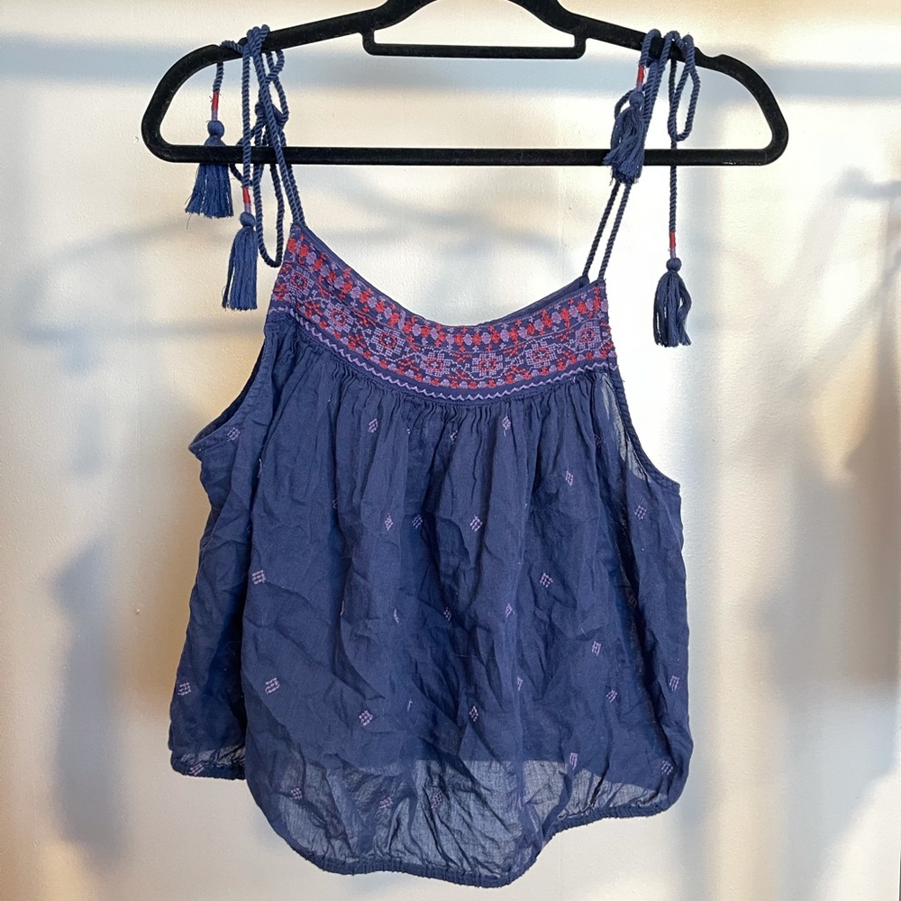 FREE PEOPLE cropped tie-strap tank top- size S